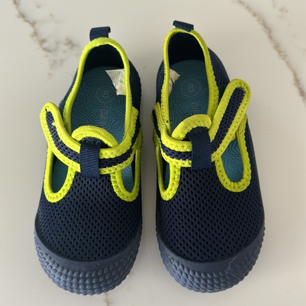 Cat and Jack water shoes navy and neon yellow size 8 - Picture 2 of 9